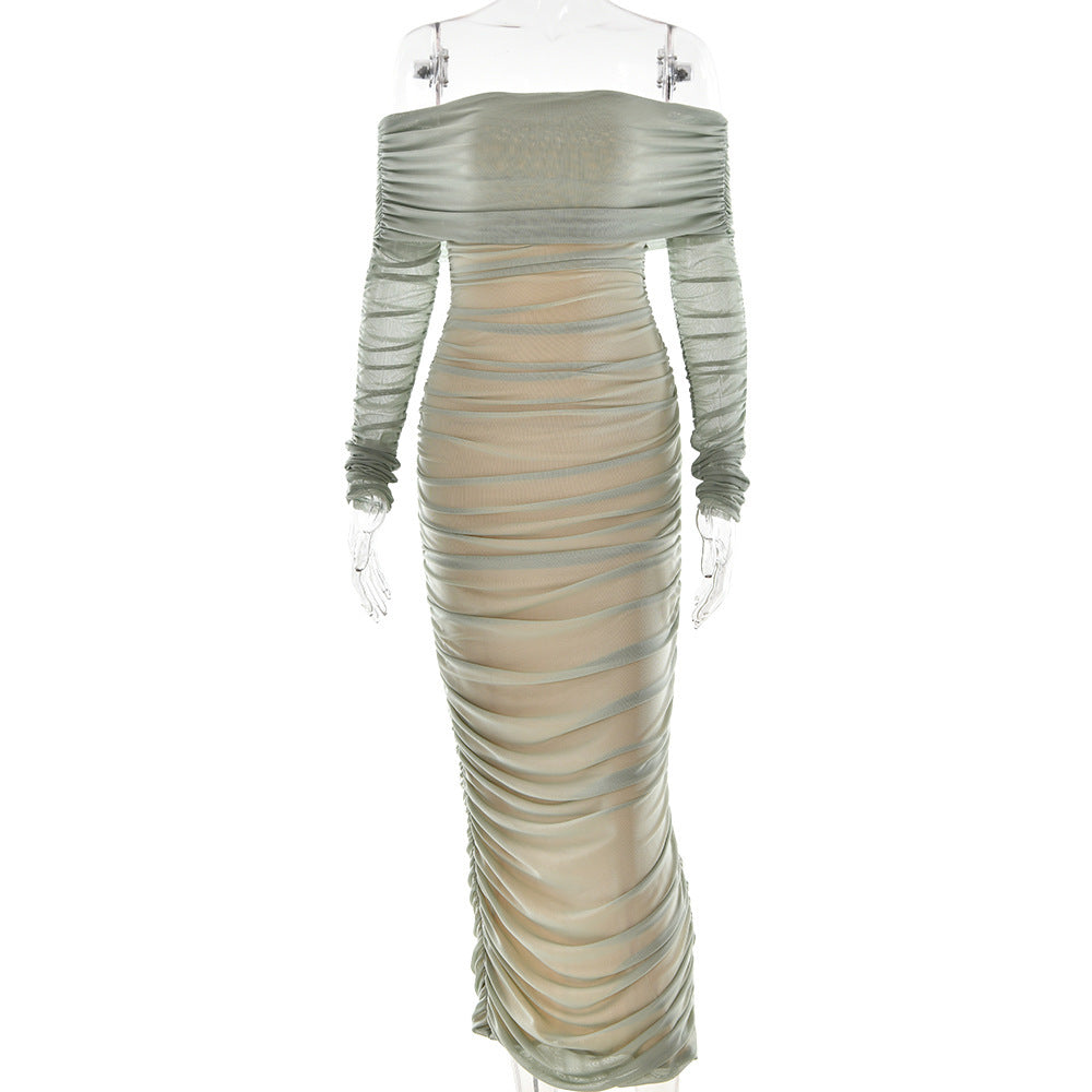 Damen figurbetontes Off-Shoulder Maxikleid mit raffinierten Rüschendetails WOLFF