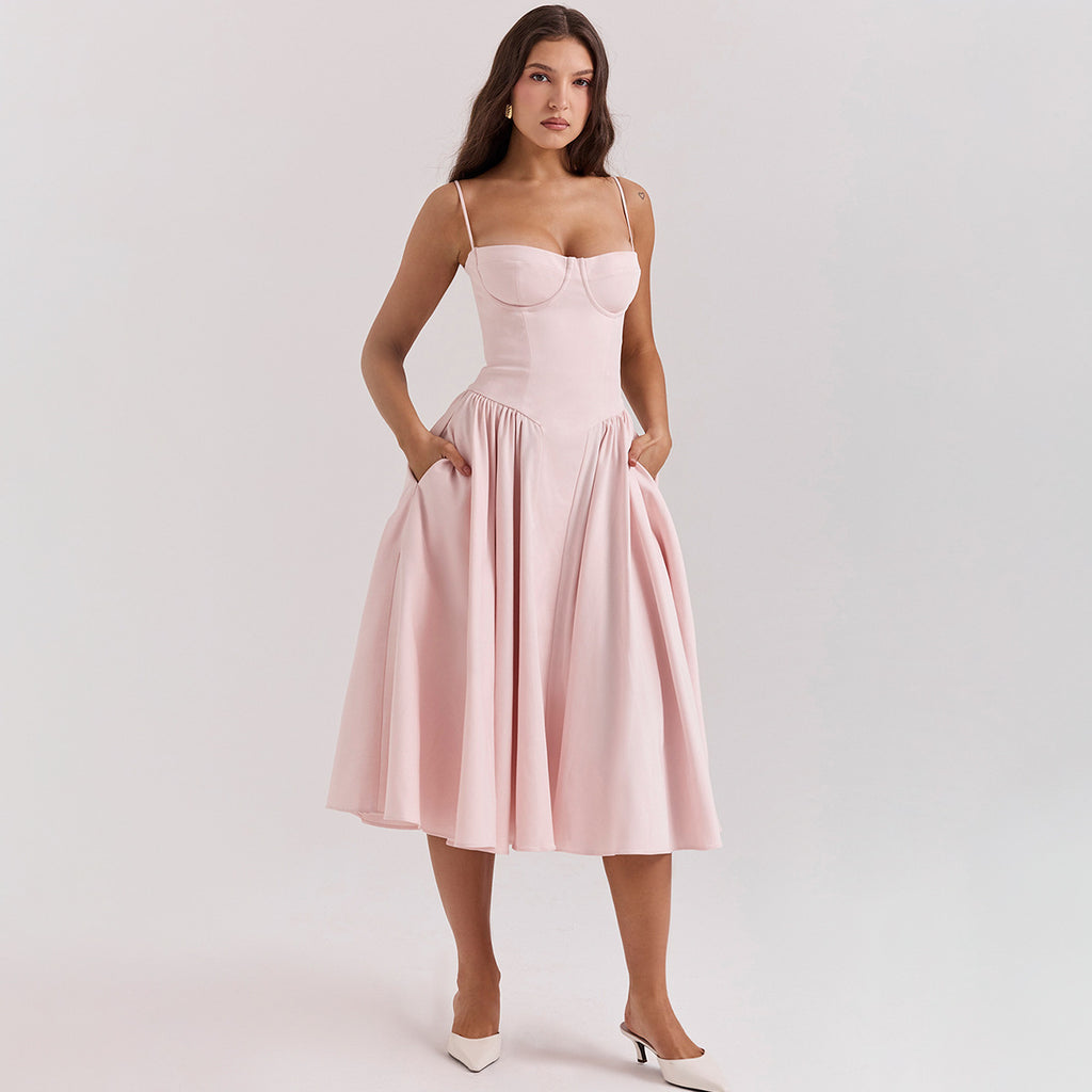Damen Maxikleid mit elegantem Herzausschnitt und schwingendem Rock WOLFF