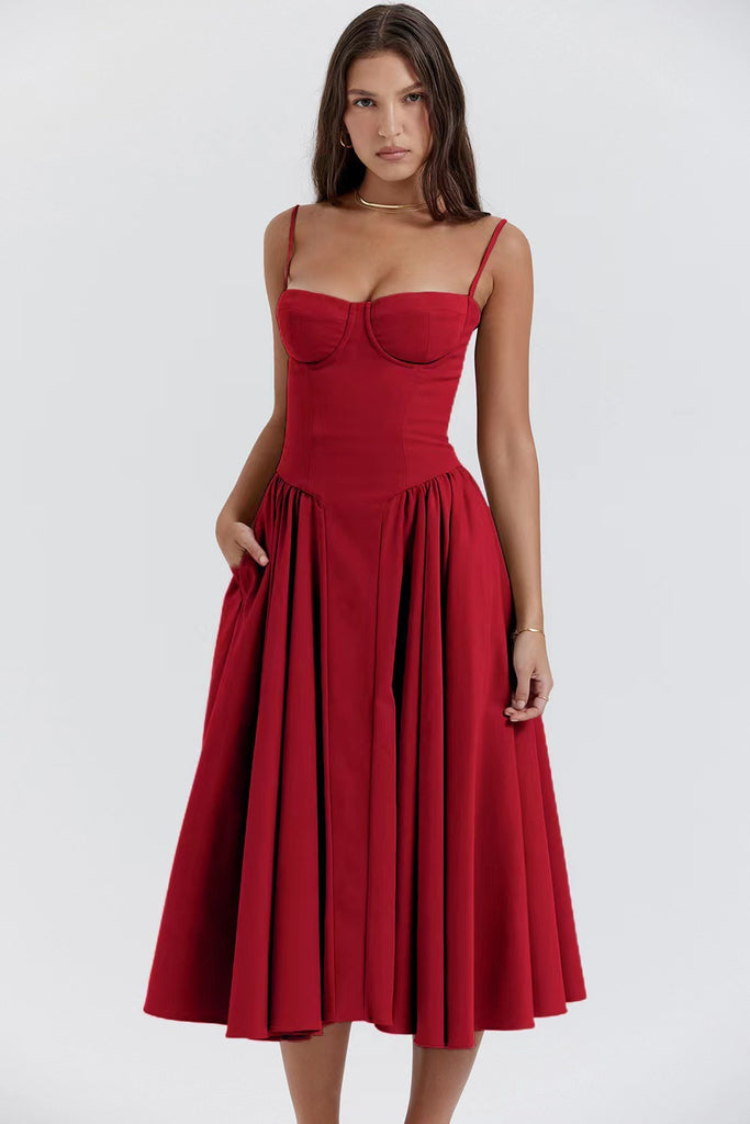 Damen Maxikleid mit elegantem Herzausschnitt und schwingendem Rock WOLFF