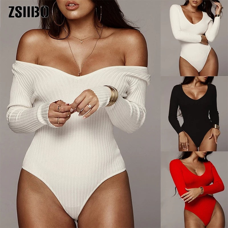 Damen eleganter Langarm-Bodysuit mit tiefem V-Ausschnitt und feiner Rippstruktur WOLFF