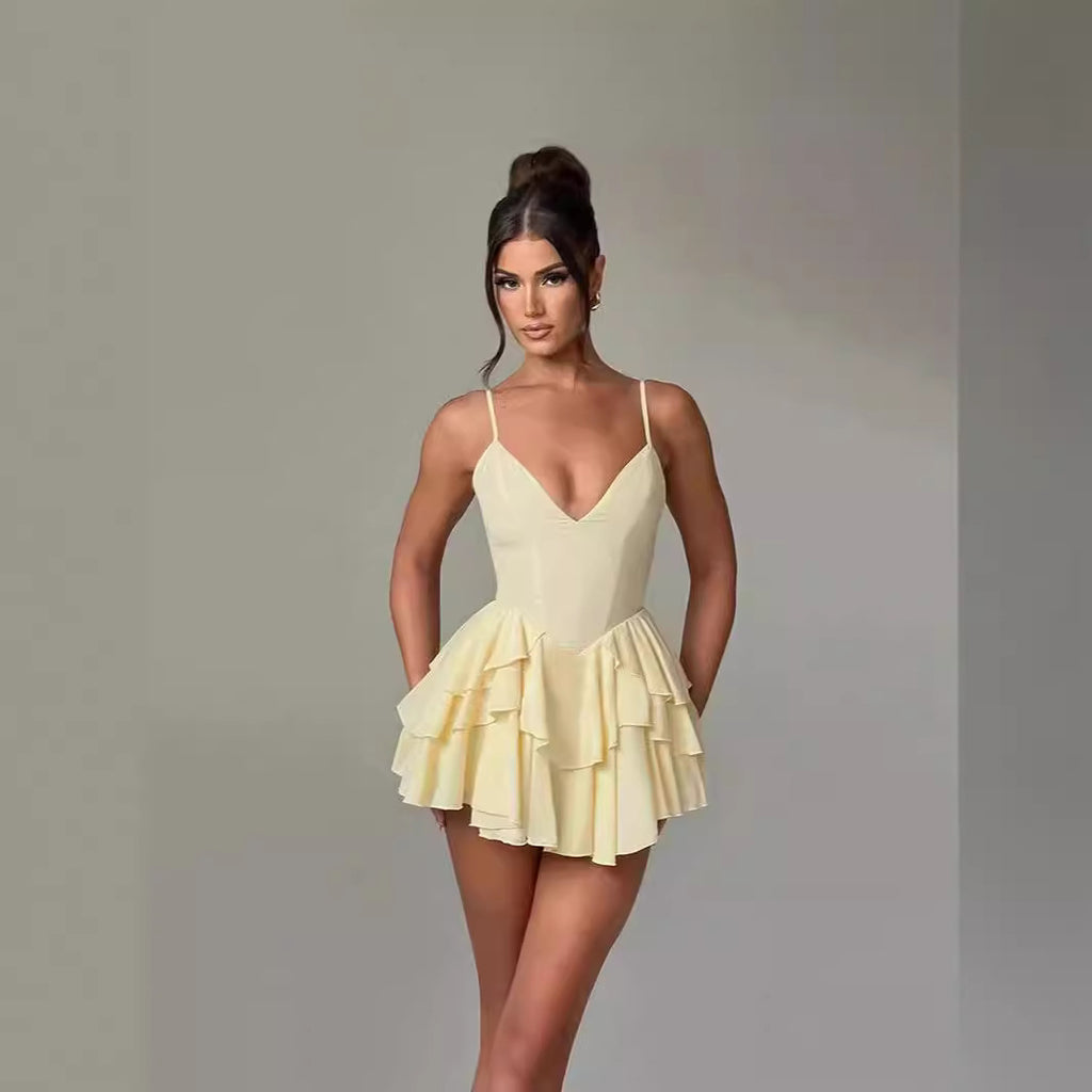 Damen luftiges Sommerkleid mit Rüschendetails und tiefem V-Ausschnitt WOLFF