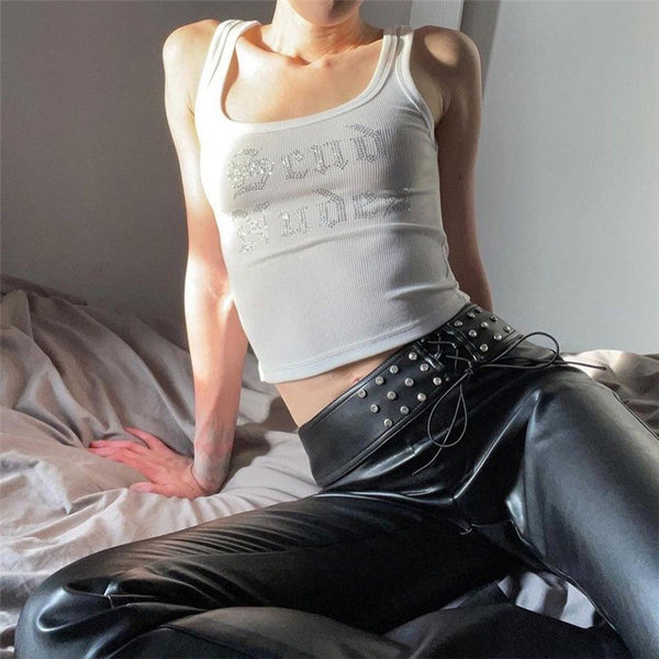 Damen Crop-Top mit glitzerndem Schriftzug WOLFF