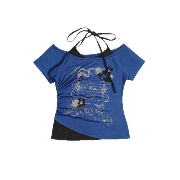 Damen Off-Shoulder T-Shirt mit floralen Grafikdruck WOLFF