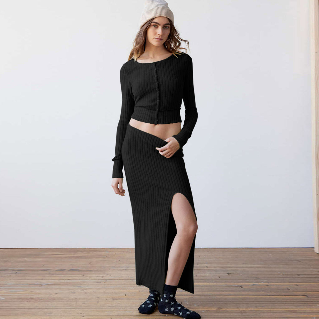 Damen Zwei-Teiler Set mit Rippstruktur und Schlitz WOLFF