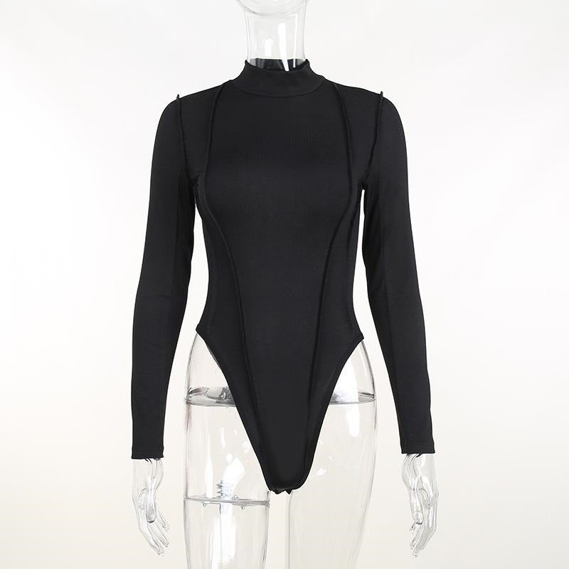 Damen eleganter Body mit hohem Kragen und strukturiertem Obermaterial WOLFF