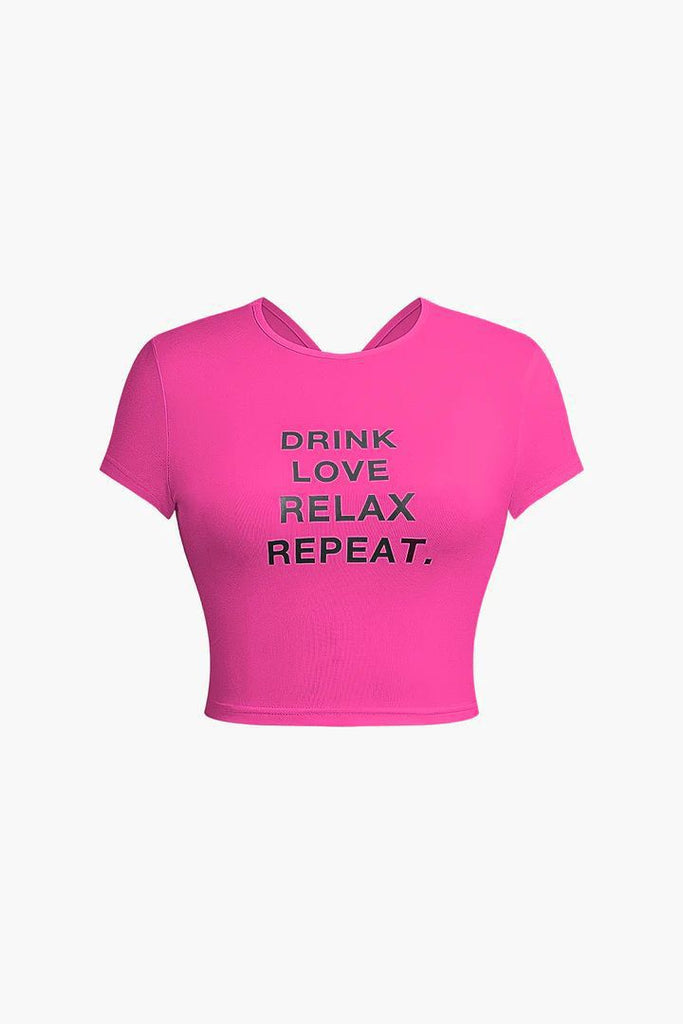 Damen Crop-Top mit kreativem Schriftzug und figurbetontem Schnitt WOLFF