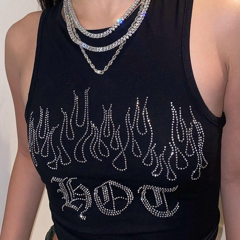 Damen Funkelndes Crop-Top mit Flammenmotiv WOLFF