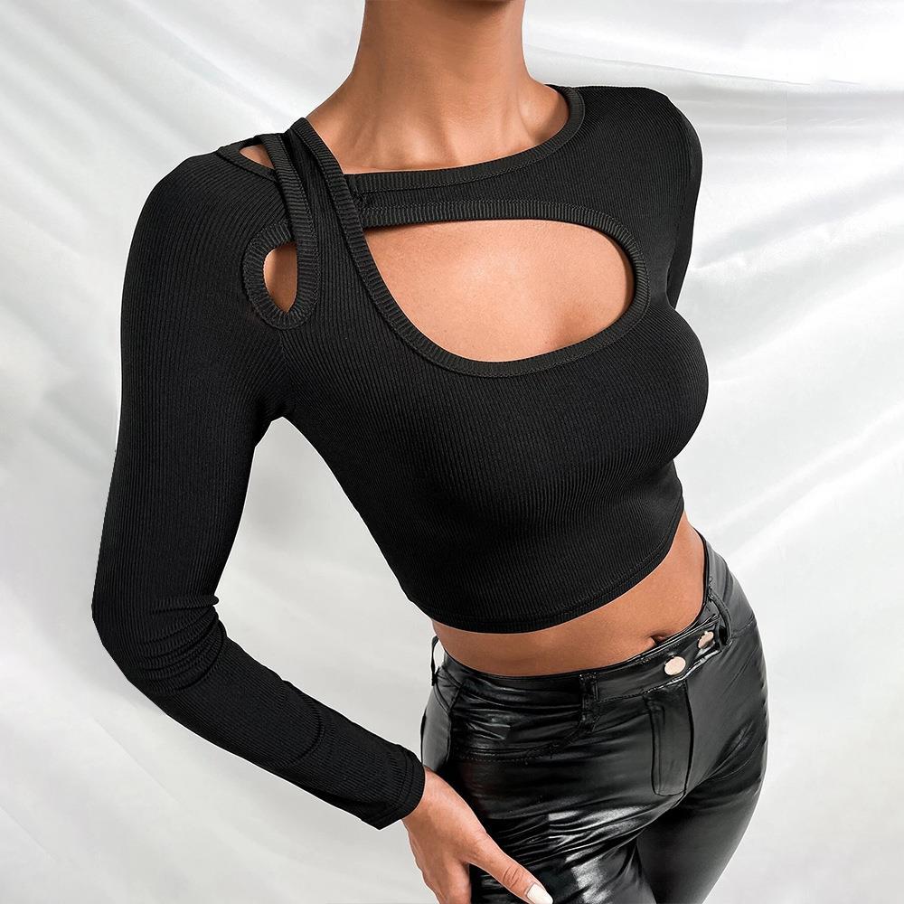 Damen Langarm-Crop-Top mit einzigartigem Cut-Out-Design WOLFF