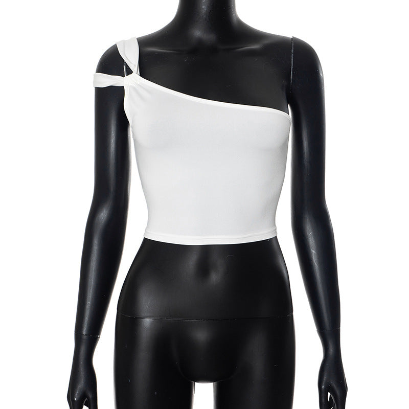 Damen asymmetrisches Crop-Top mit einer Schulter und modischem Destin WOLFF