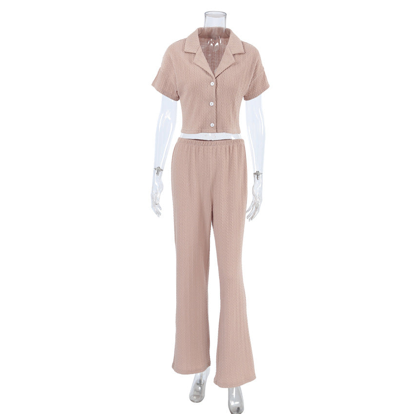 Wolff Modische einfache einfarbige Kurzarmhose Pyjama Zweiteiliges Set