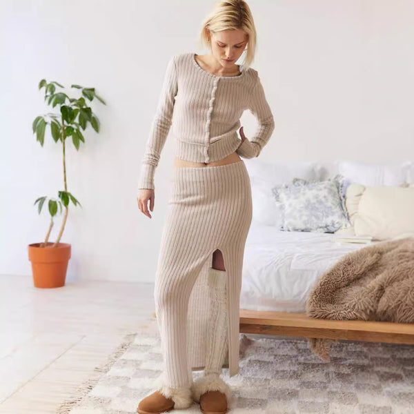 Damen Zwei-Teiler Set mit Rippstruktur und Schlitz WOLFF