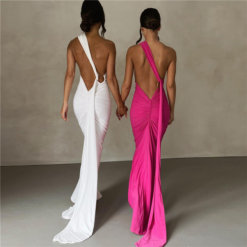 Damen Elegantes Maxi-Kleid mit asymmetrischem Design und eleganter Schleppe WOLFF