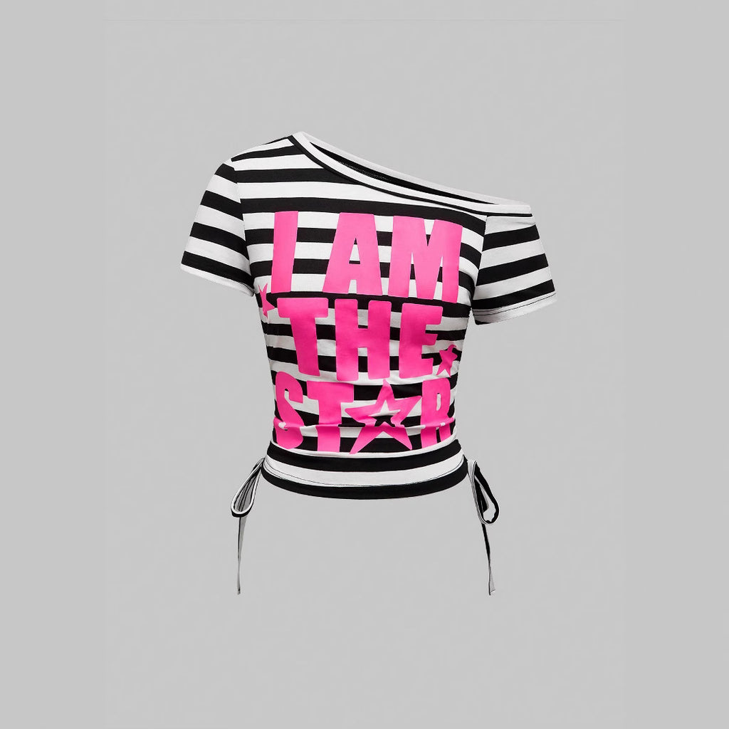 Damen Crop-Top mit asymmetrischem Design und auffälligem Statement-Print WOLFF