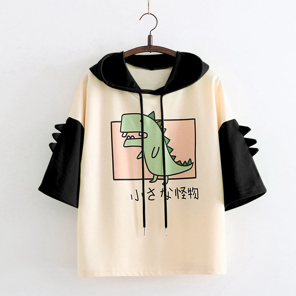Damen lässiges T-Shirt mit Dino-Motiv und dekorativen 3D-Details WOLFF