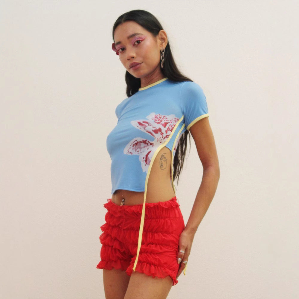 Damen Sportliches T-Shirt mit kreativem Blumenmotiv und innovativem Schnitt WOLFF