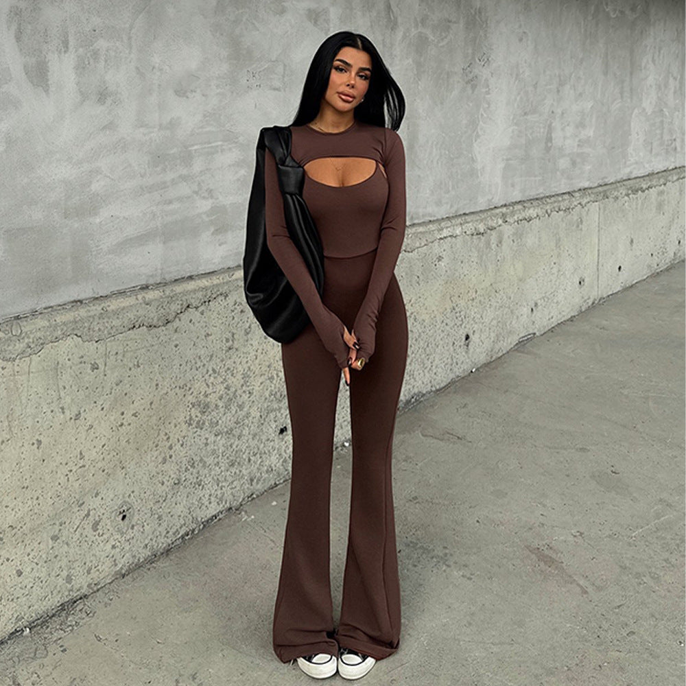 Damen Langarm-Jumpsuit mit figurbetontem Design und innovativem Cut-Out WOLFF