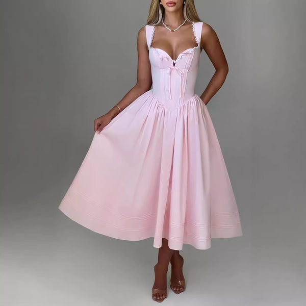 Damen Rockabilly Kleid mit romantischem Herzausschnitt und fließendem Rock WOLFF