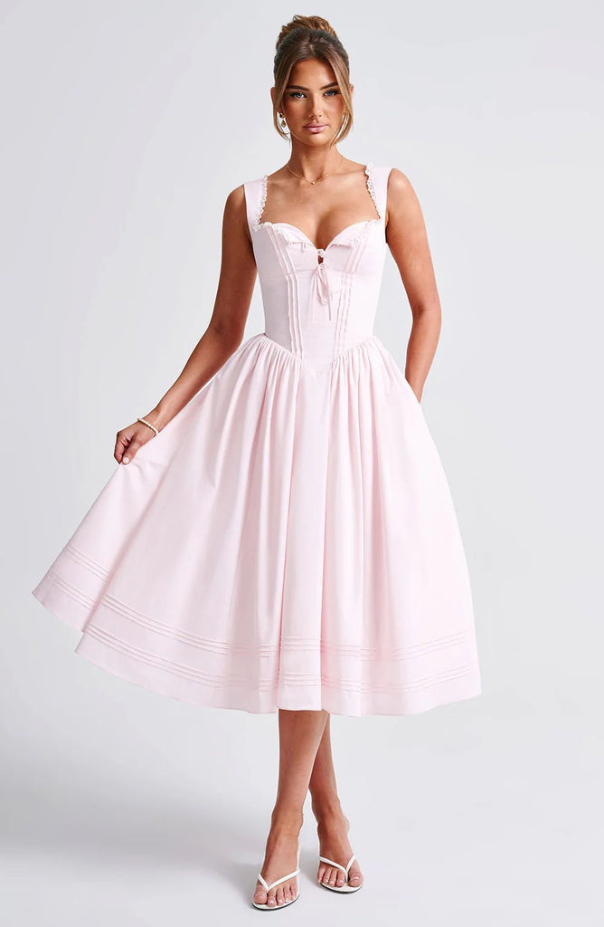 Damen Rockabilly Kleid mit romantischem Herzausschnitt und fließendem Rock WOLFF