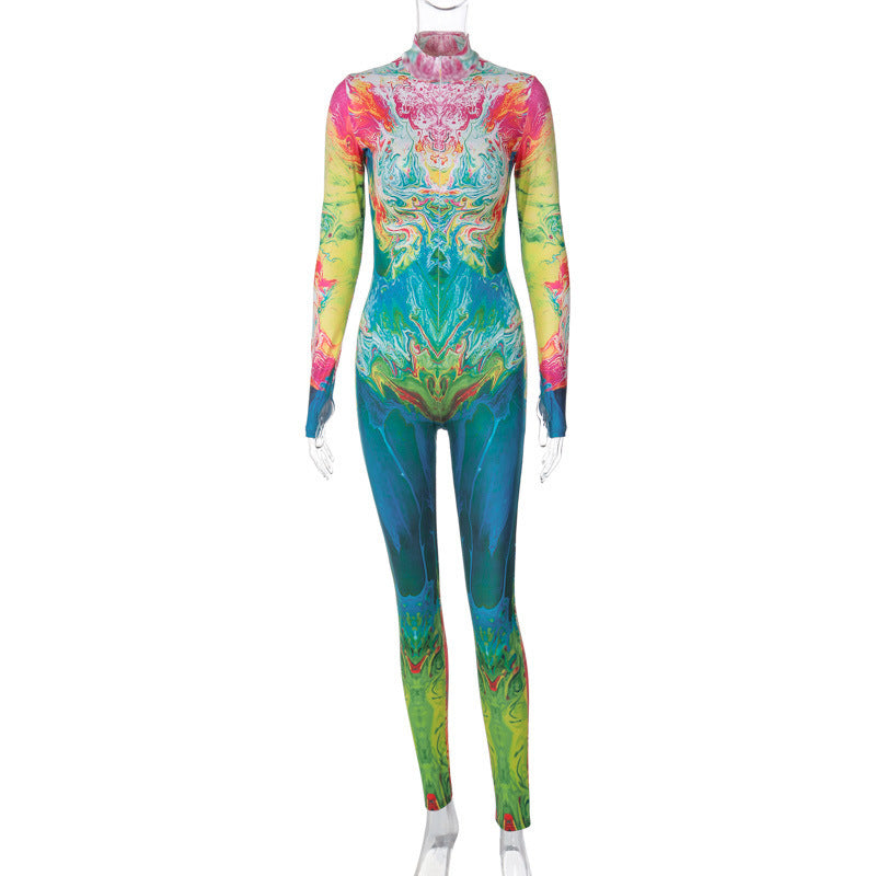 Damen Body mit buntem, künstlerischem Print und langem Arm WOLFF