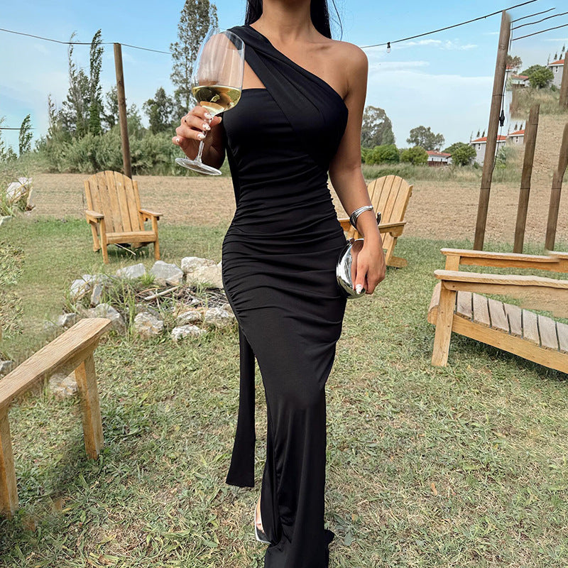 Damen Elegantes asymmetrisches Maxikleid mit drapiertem Design WOLFF