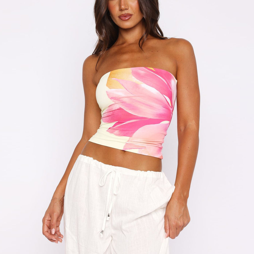 Damen trägerloses Top mit floralem Design WOLFF