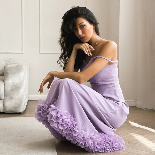Damen Maxikleid mit verführerischem Schnitt und zarten Federakzenten WOLFF
