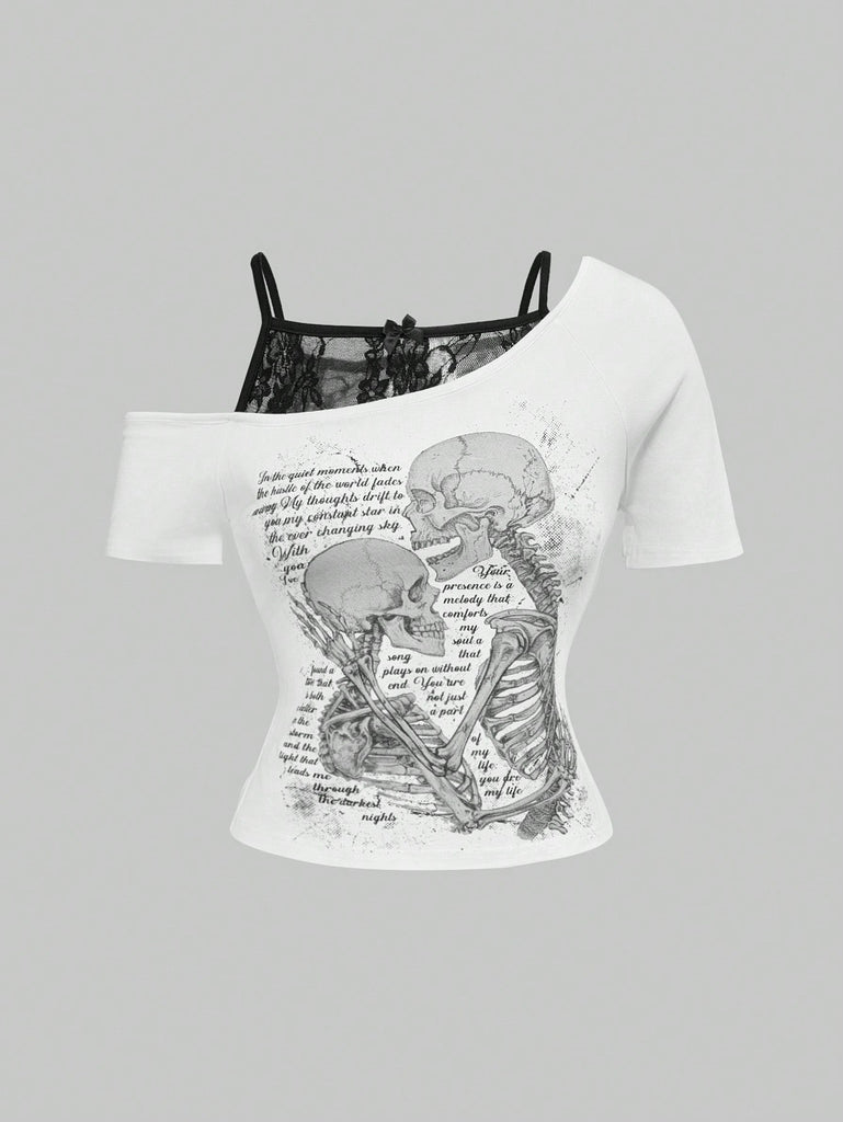 Damen Oberteil mit kreativem Skelett-Design und transparenten Spitzendetails WOLFF
