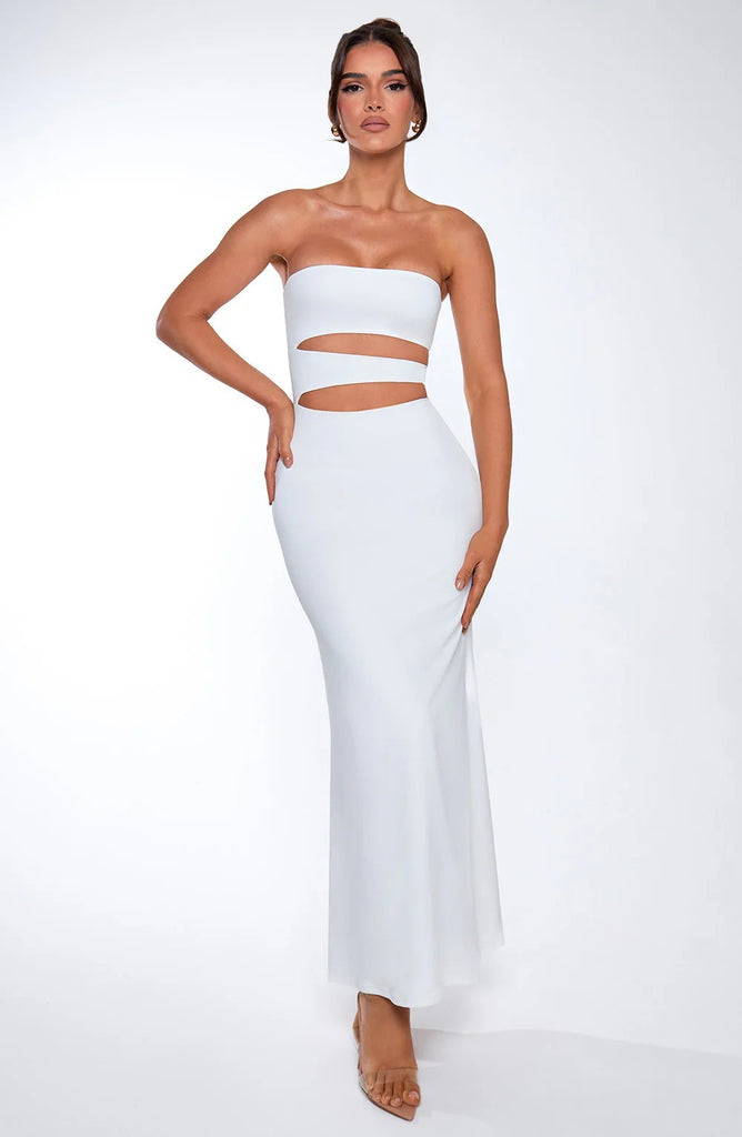 Damen elegantes Cut-Out Maxikleid mit trägerlosemDesign und figurbetontem Schnitt WOLFF