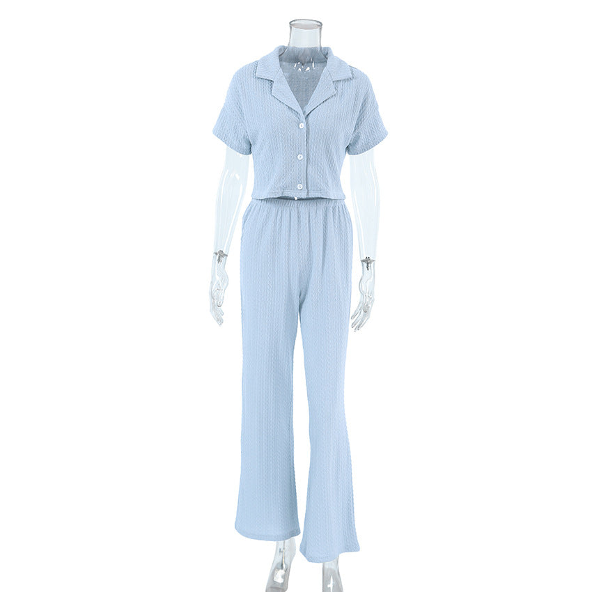 Wolff Modische einfache einfarbige Kurzarmhose Pyjama Zweiteiliges Set