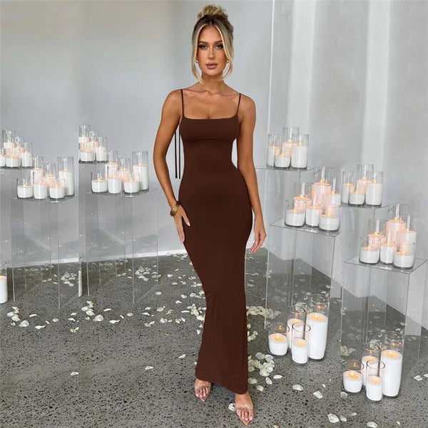 Damen Maxikleid mit verstellbaren Trägern und figurbetonendem Schnitt WOLFF