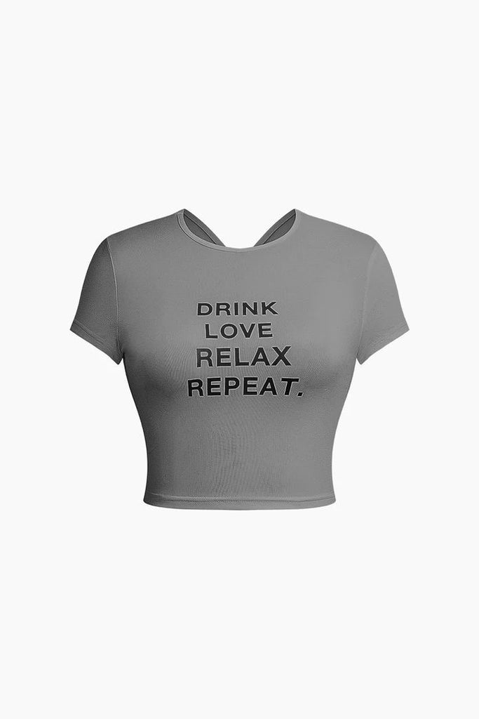 Damen Crop-Top mit kreativem Schriftzug und figurbetontem Schnitt WOLFF