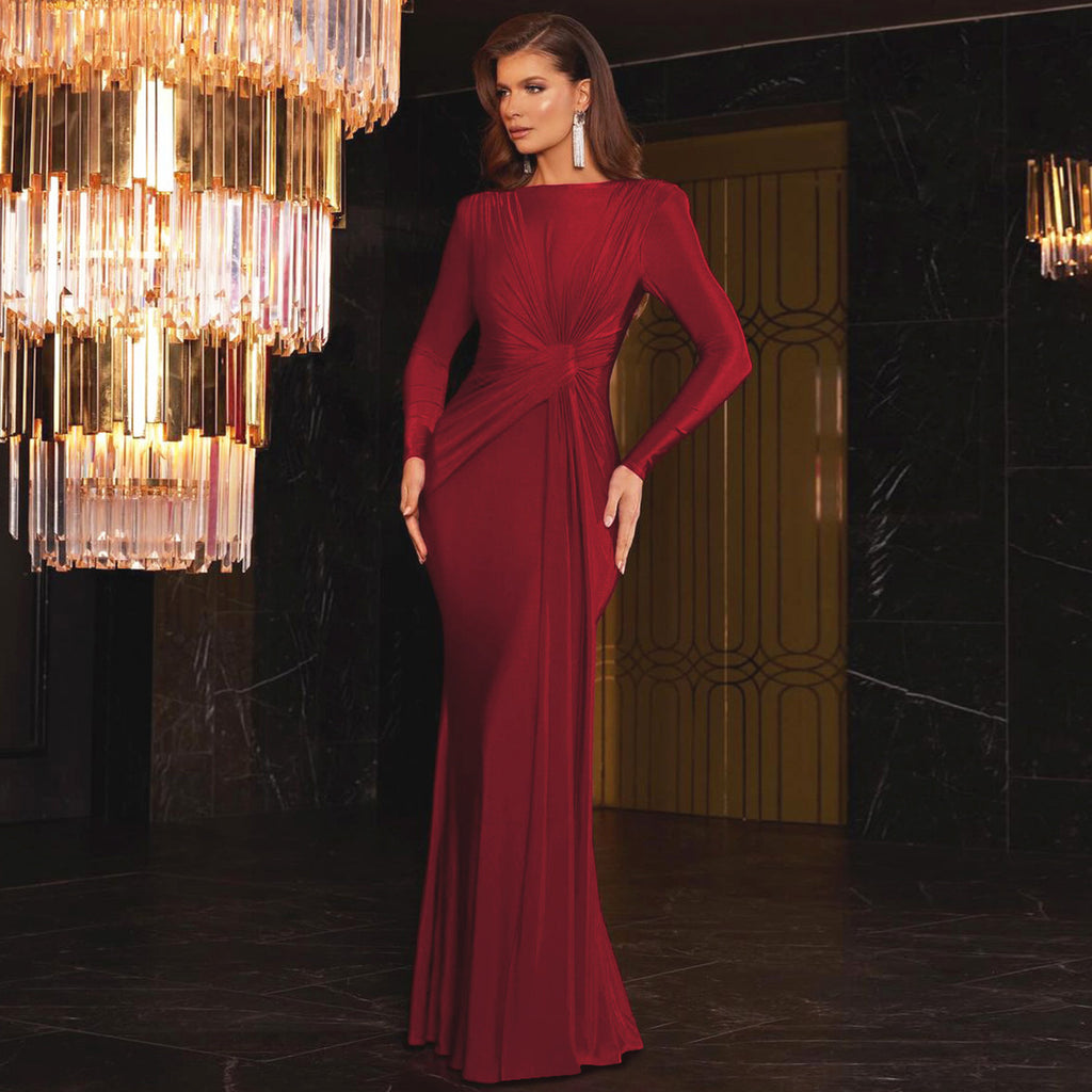 Damen Elegantes langes Abendkleid mit drapiertem Design WOLFF