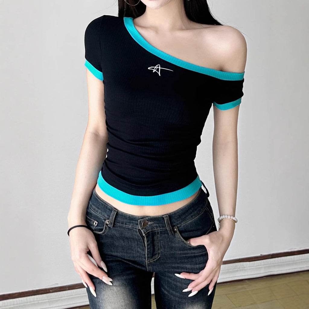 Damen asymmetrisches Oberteil mit modernen Rippdetails und trendigem One-Shoulder-Design WOLFF