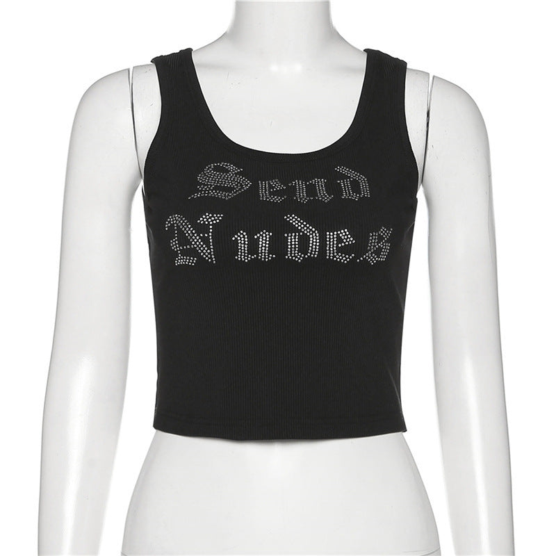 Damen Crop-Top mit glitzerndem Schriftzug WOLFF