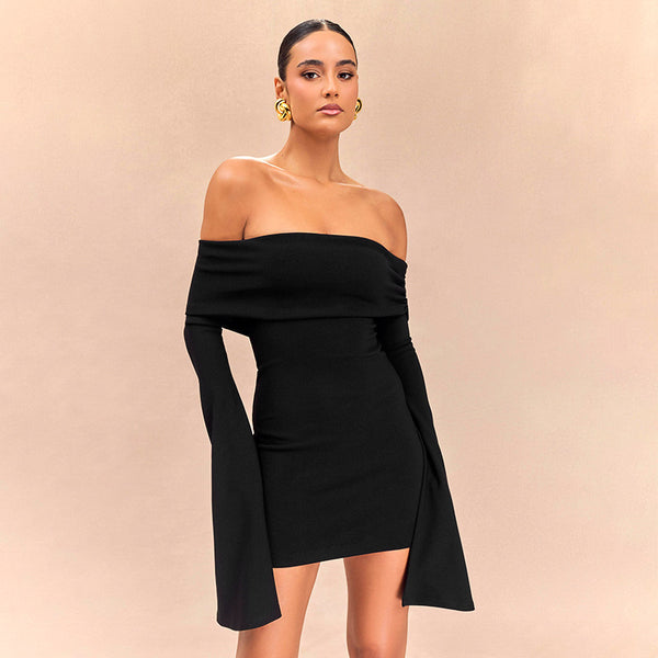 Damen Minikleid mit schulterfreiem Design und eleganten Volantärmeln WOLFF