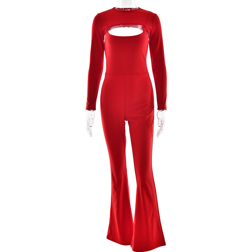 Damen Langarm-Jumpsuit mit figurbetontem Design und innovativem Cut-Out WOLFF
