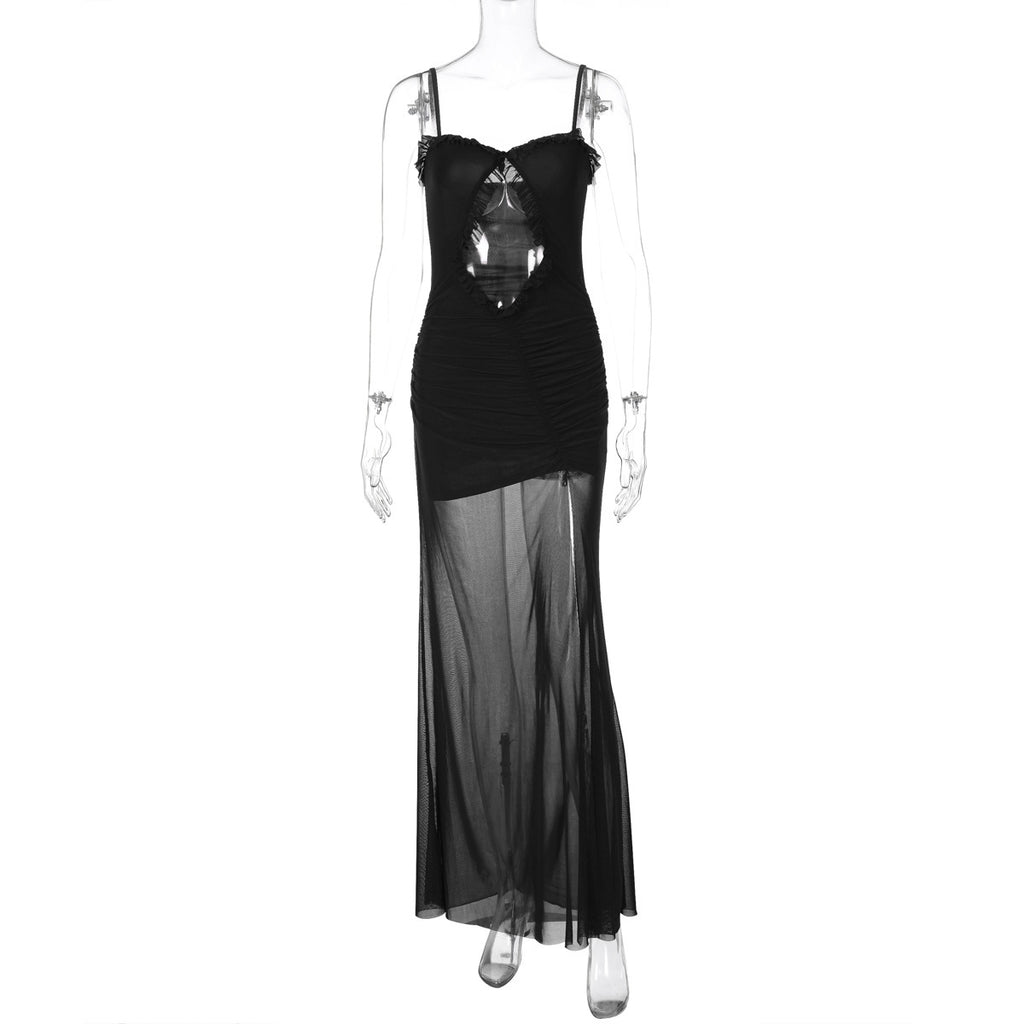 Damen Maxikleid mit transparenten Einsätzen und raffiniertem Wickeldesign WOLFF