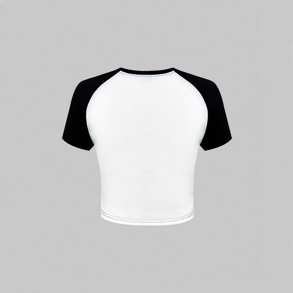 Damen Crop-Top mit kreativem Grafikdruck WOLFF