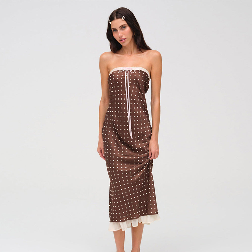Damen Maxikleid mit raffinierten Trägerdetails und spielerischem Punktemuster WOLFF