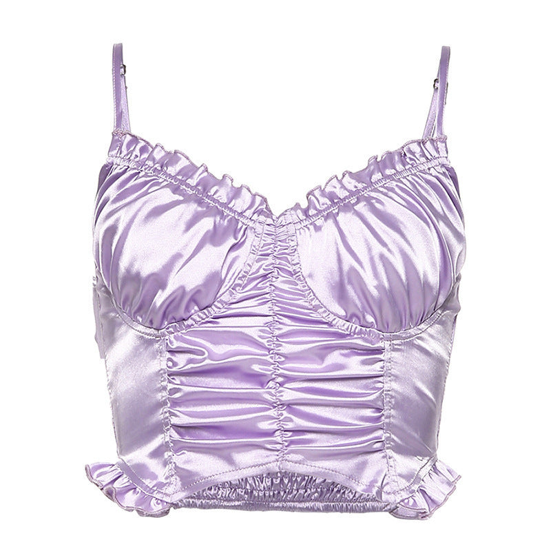 Damen Satin Crop-Top mit Rüschendetails und raffiniertem Schnitt WOLFF