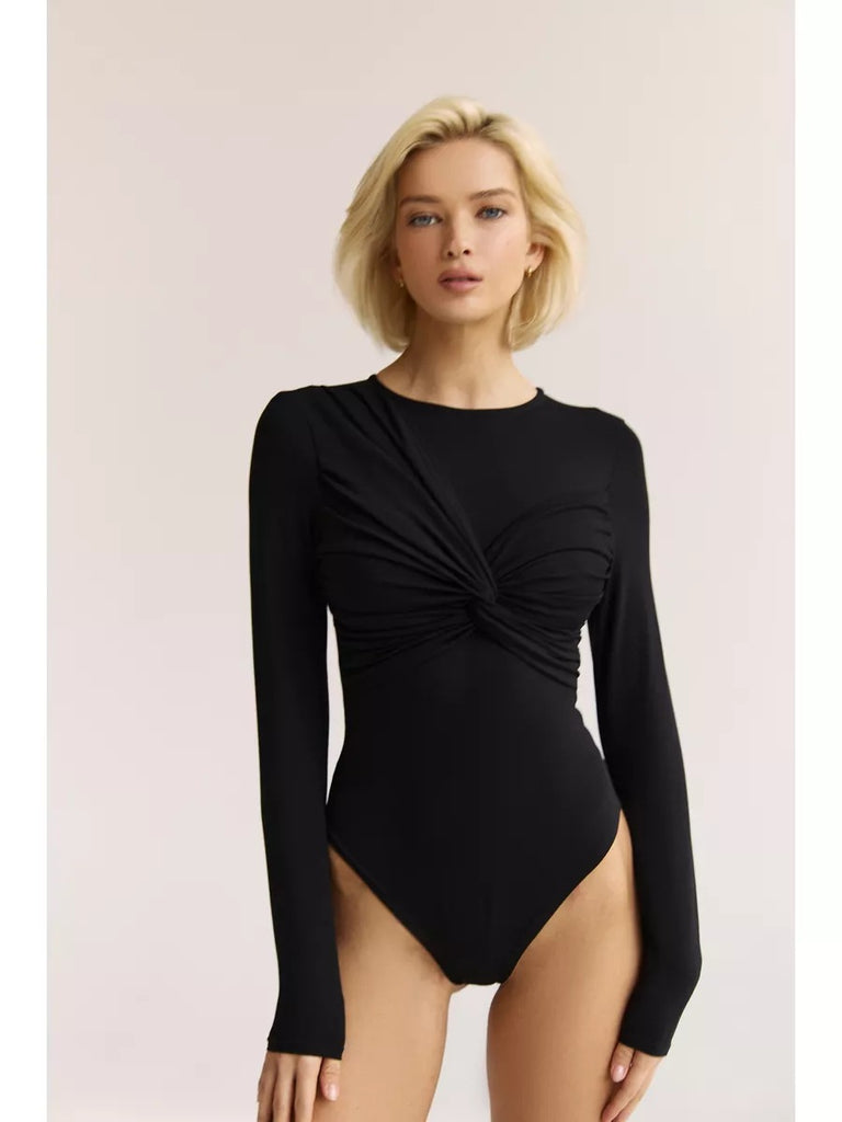 Damen bodenlanger Bodysuit mit raffinierten Drapierungen und langem Arm WOLFF