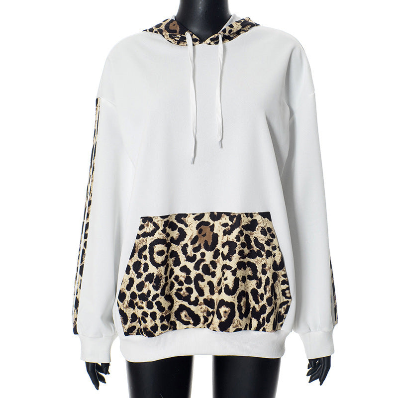 Damen Kapuzenpullover mit Leopardenmuster und kontrastrierenden Einsätzen WOLFF