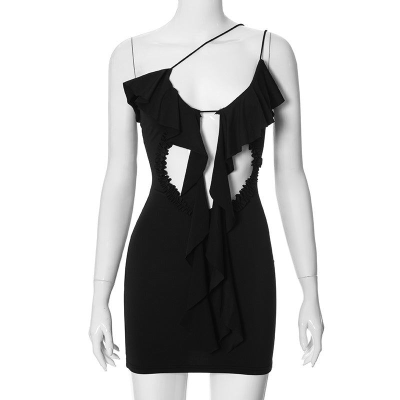 Damen Minikleid mit asymmetrischem Rüschendesign und offenem Rückenteil WOLFF