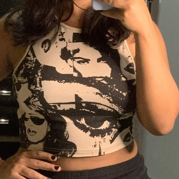 Damen Kunstvoll bedrucktes Crop-Top WOLFF