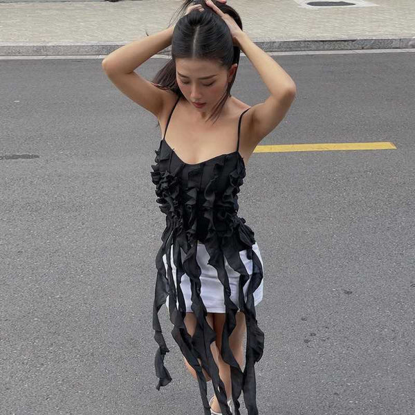 Damen Top mit raffinierten Rüschendetails und transparentem Layering WOLFF