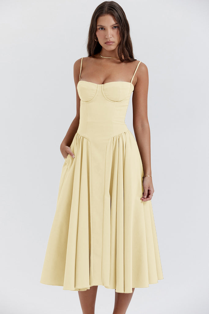 Damen Maxikleid mit elegantem Herzausschnitt und schwingendem Rock WOLFF
