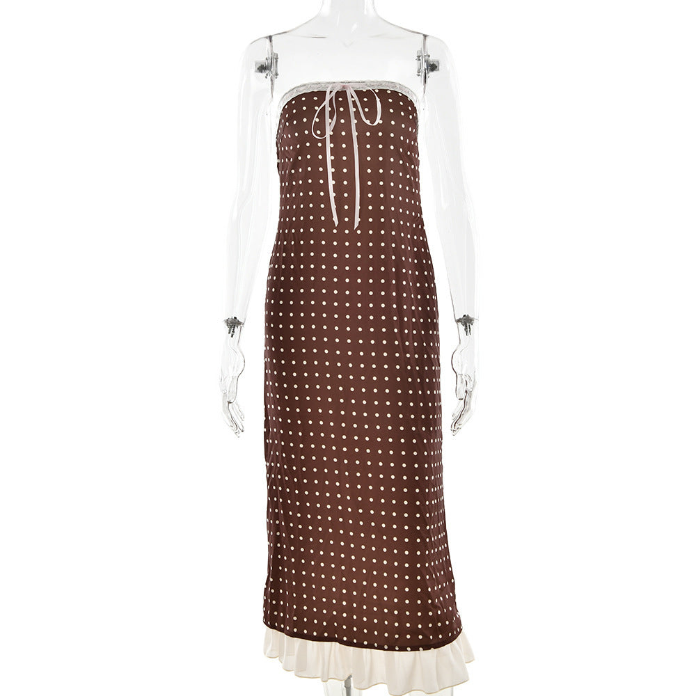 Damen Maxikleid mit raffinierten Trägerdetails und spielerischem Punktemuster WOLFF