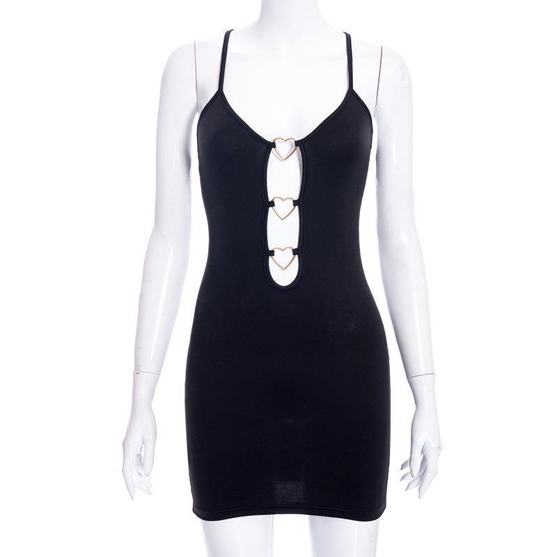 Damen figurbetontes Kleid mit herzförmigen Cut-Outs und verstellbaren Spaghettiträgern WOLFF