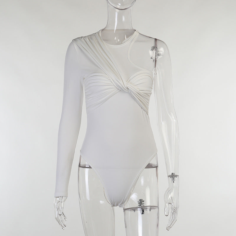Damen eleganter Langarm-Bodysuit mit raffiniertem Drapé-Design WOLFF