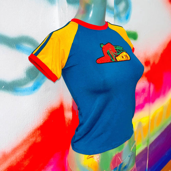 Damen grafisches T-Shirt mit buntem Motiv und sportlichem Raglan-Schnitt WOLFF
